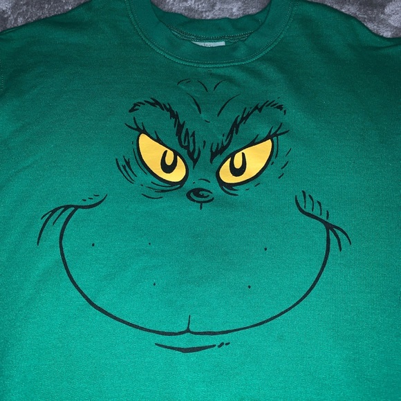 Dr. Seuss How the Grinch Stole Christmas Sweatshirt Green Juniors XS 1 - Picture 2 of 7